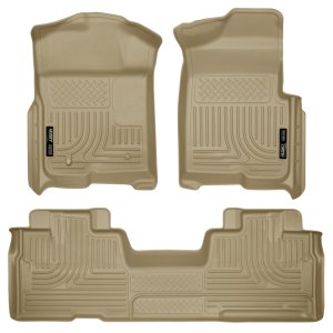 Ford F-150 Floor Liners - Front + Rear - Husky Liners - WeatherBeater - Tan - `09-`12